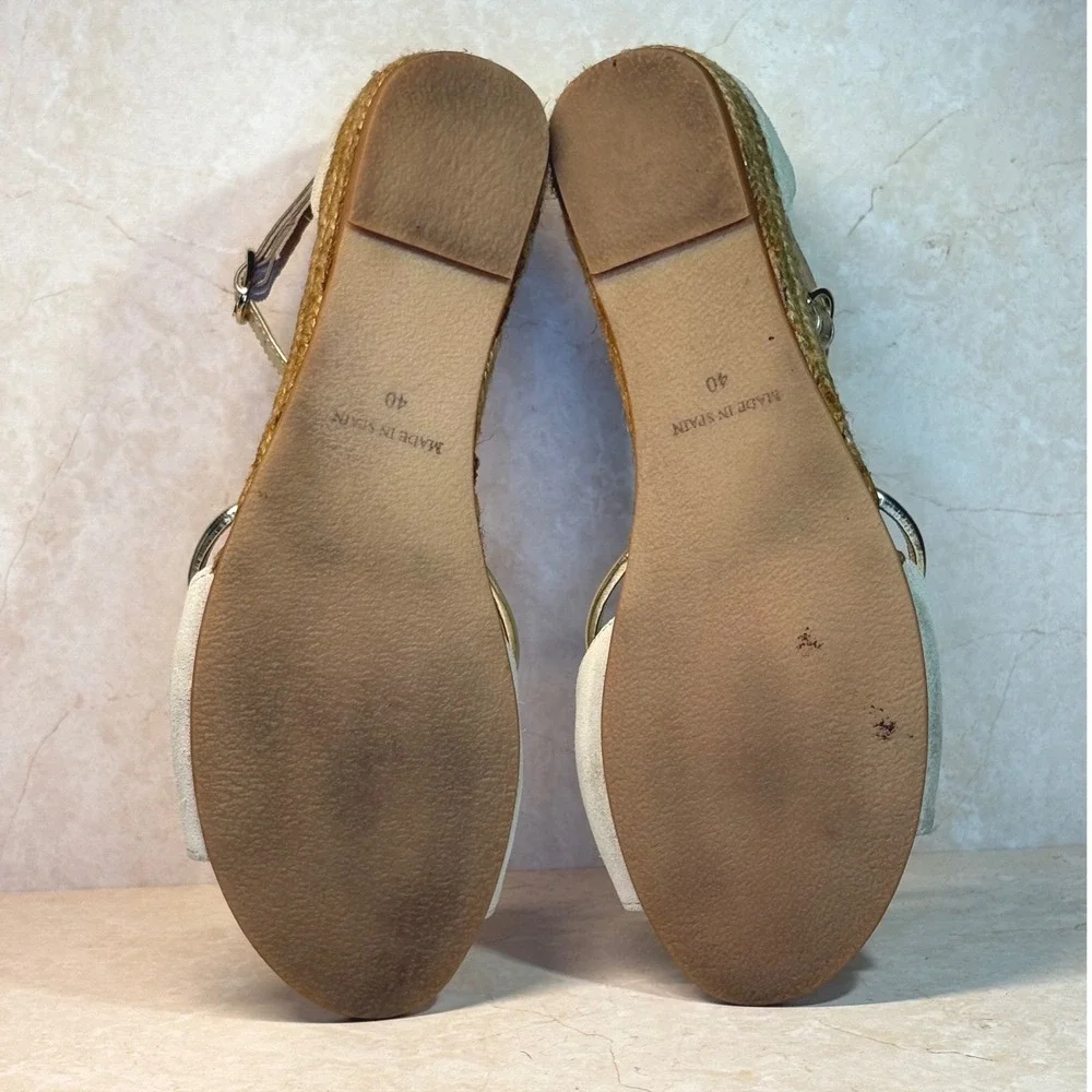 Gaimo Espadrilles Wedge Sandals Beige Gold‎ Ankle Strap Spring Summer Shoes 9.5